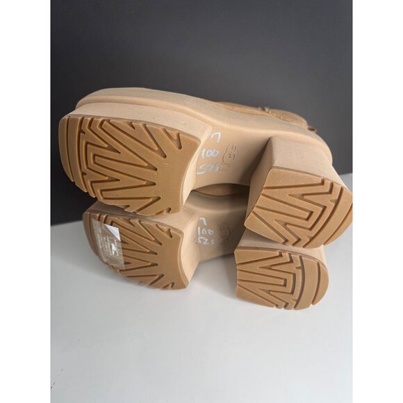 UGG New Heights Platform Mini Chestnut Suede Sherpa Boots US 7 EU 38 New - Picture 5 of 5